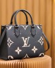 Louis Vuitton OnTheGo PM Bag Black/Beige with Gold Hardware