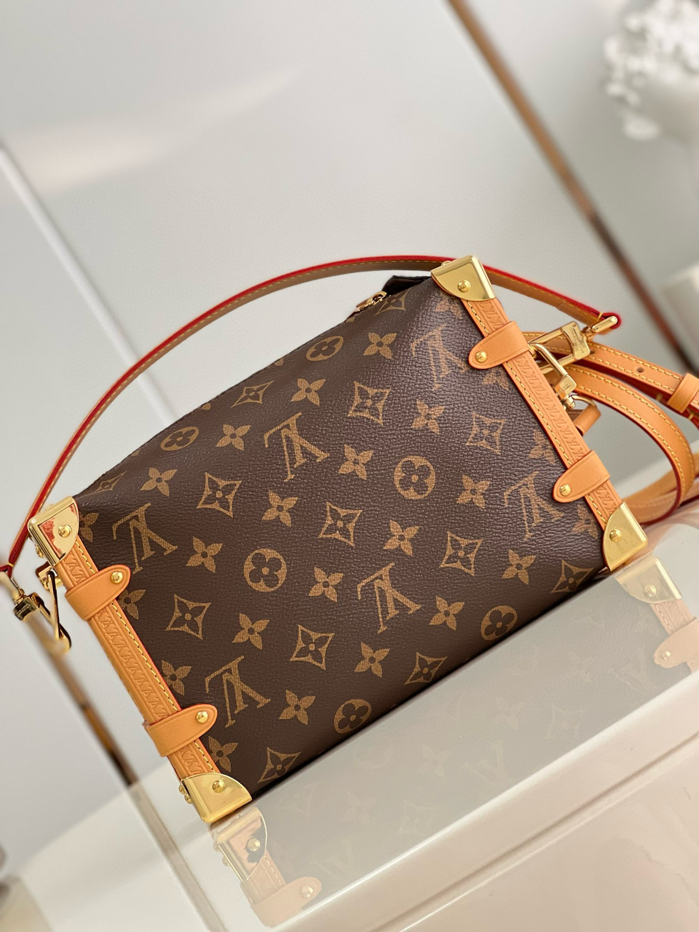 Louis Vuitton Side Trunk MM Bag Monogram with Gold Hardware