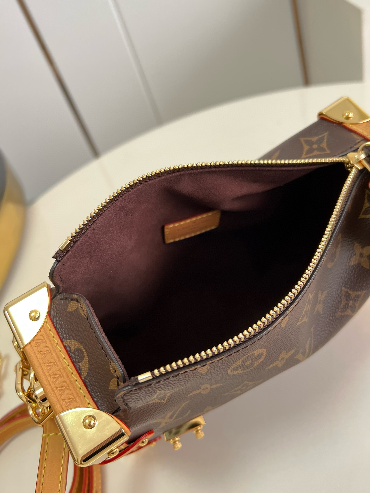 Louis Vuitton Side Trunk MM Bag Monogram with Gold Hardware