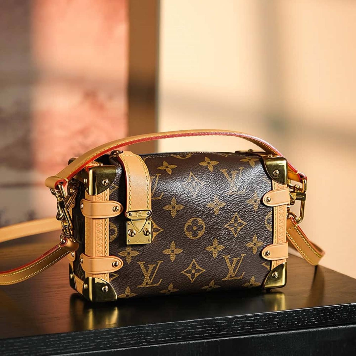 Louis Vuitton Side Trunk PM Bag Monogram with Gold Hardware