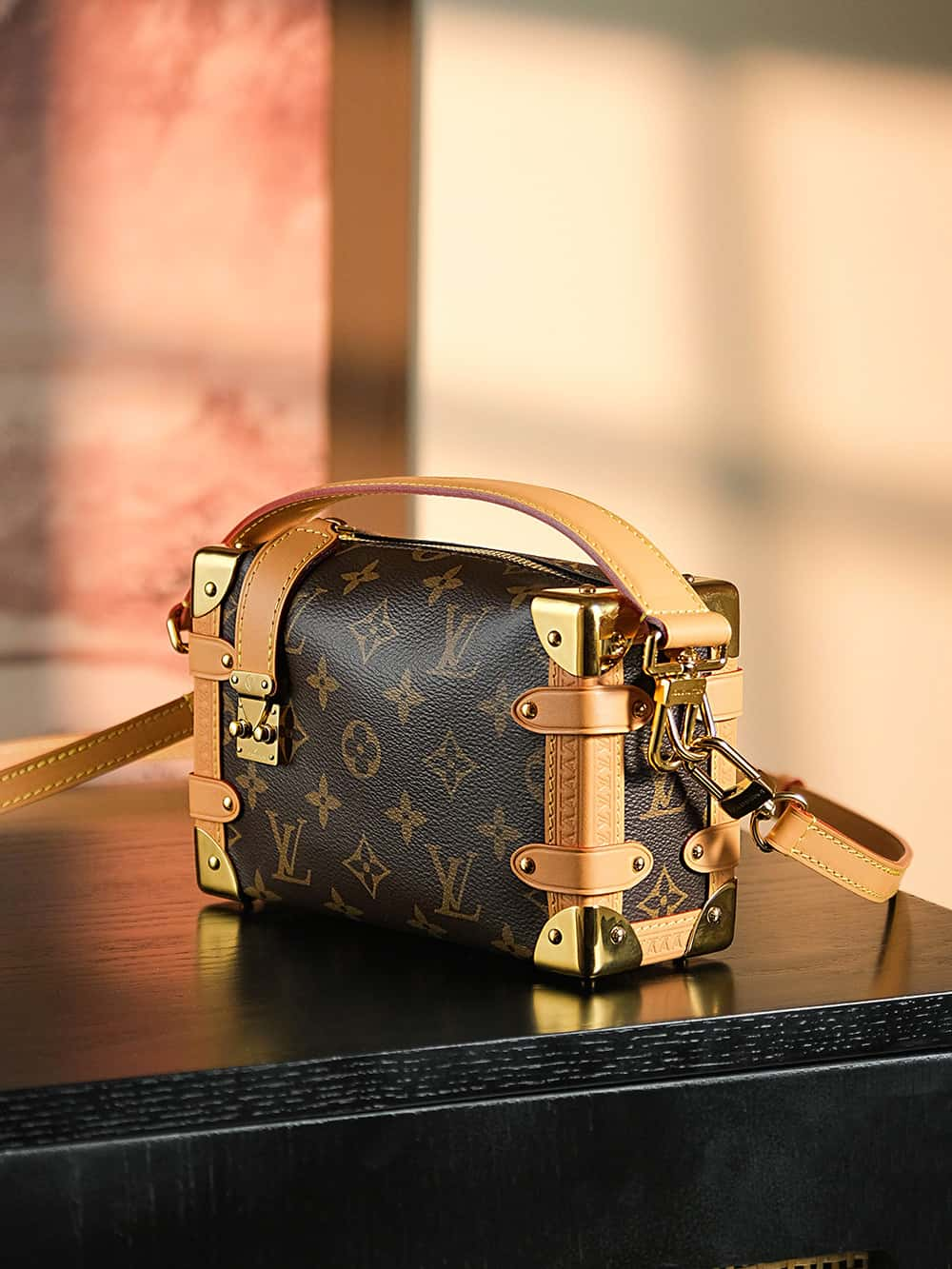 Louis Vuitton Side Trunk PM Bag Monogram with Gold Hardware