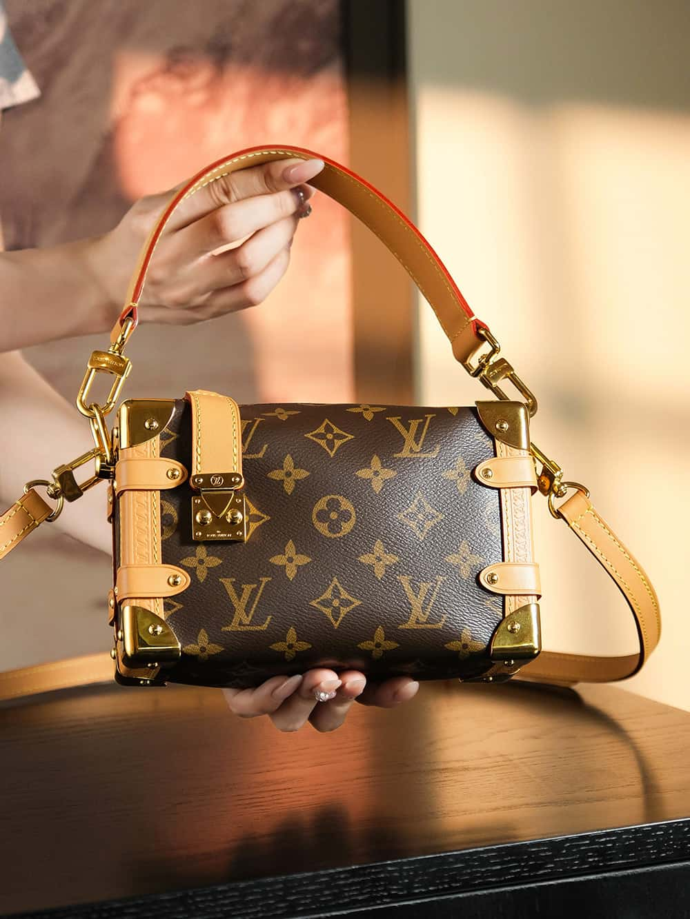 Louis Vuitton Side Trunk PM Bag Monogram with Gold Hardware