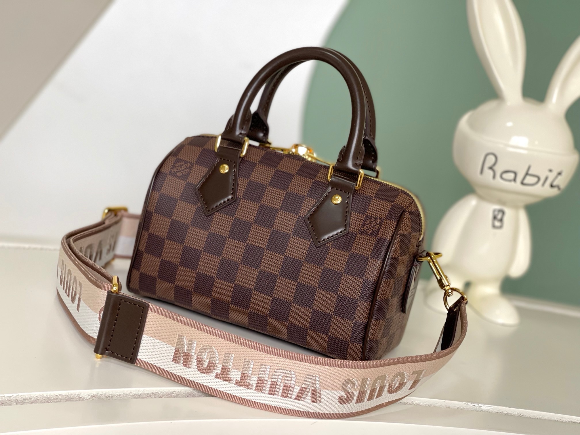 Louis Vuitton Speedy Bandoulière 20 Bag Damier Ebene with Gold Hardware