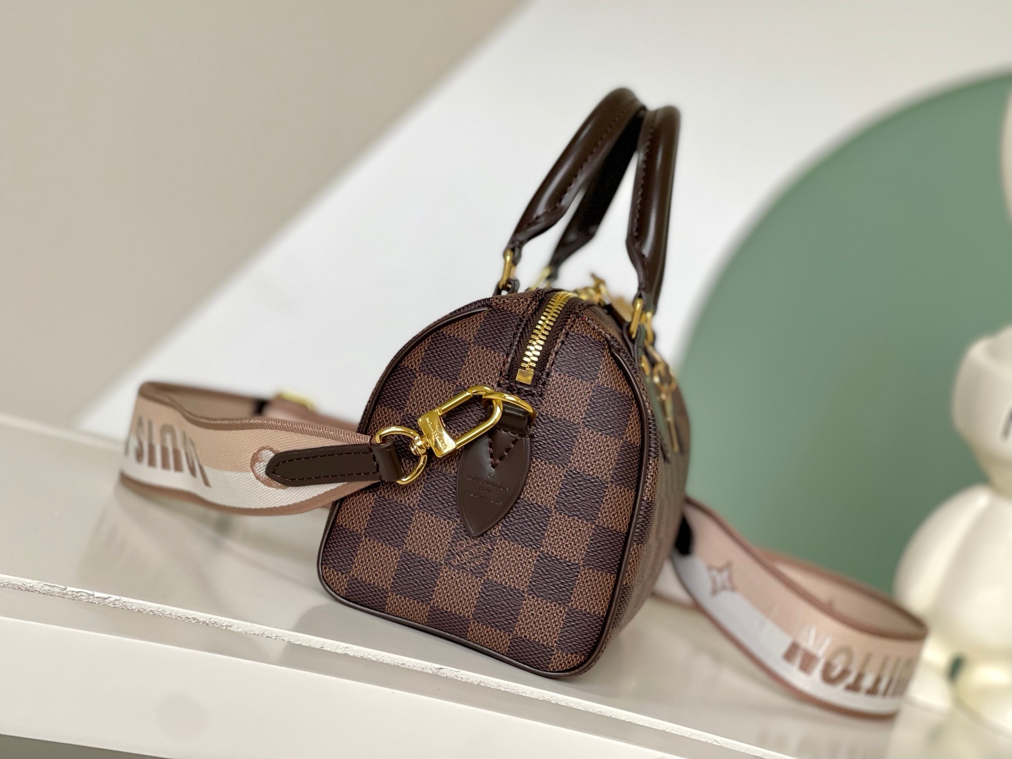 Louis Vuitton Speedy Bandoulière 20 Bag Damier Ebene with Gold Hardware