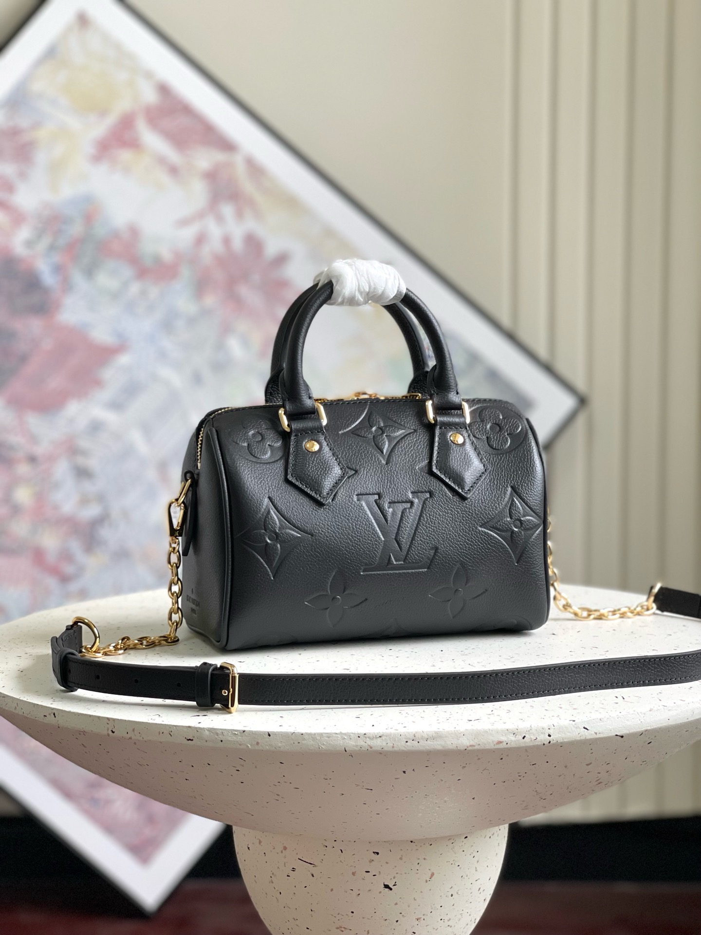 Louis Vuitton Speedy Bandoulière 20 Bag Black with Gold Hardware