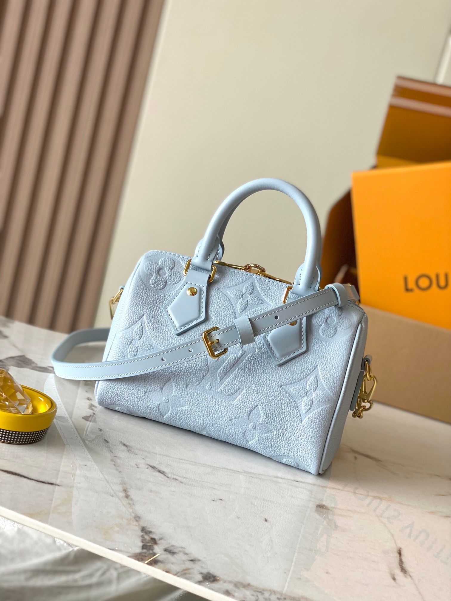 Louis Vuitton Speedy Bandoulière 20 Bag Light Blue with Gold Hardware