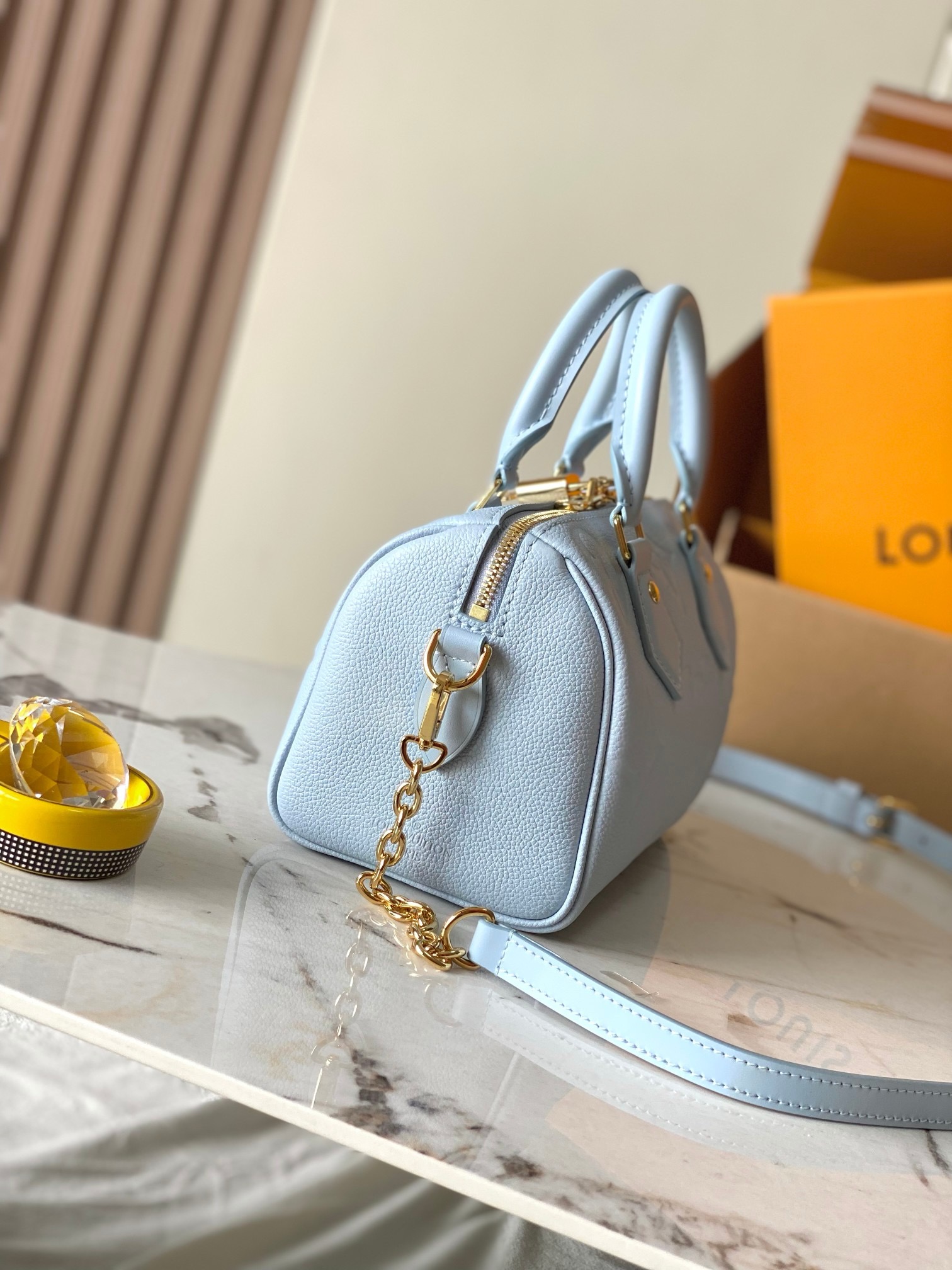 Louis Vuitton Speedy Bandoulière 20 Bag Light Blue with Gold Hardware