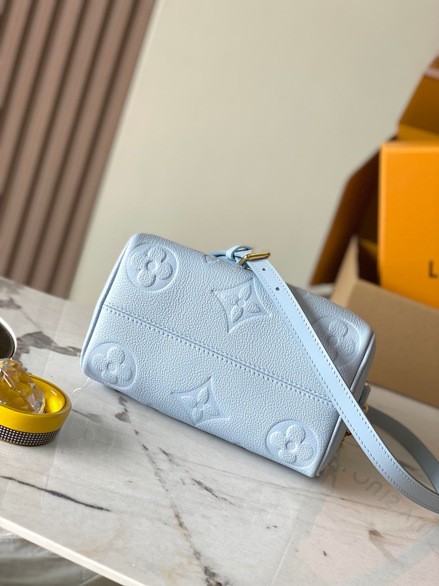 Louis Vuitton Speedy Bandoulière 20 Bag Light Blue with Gold Hardware