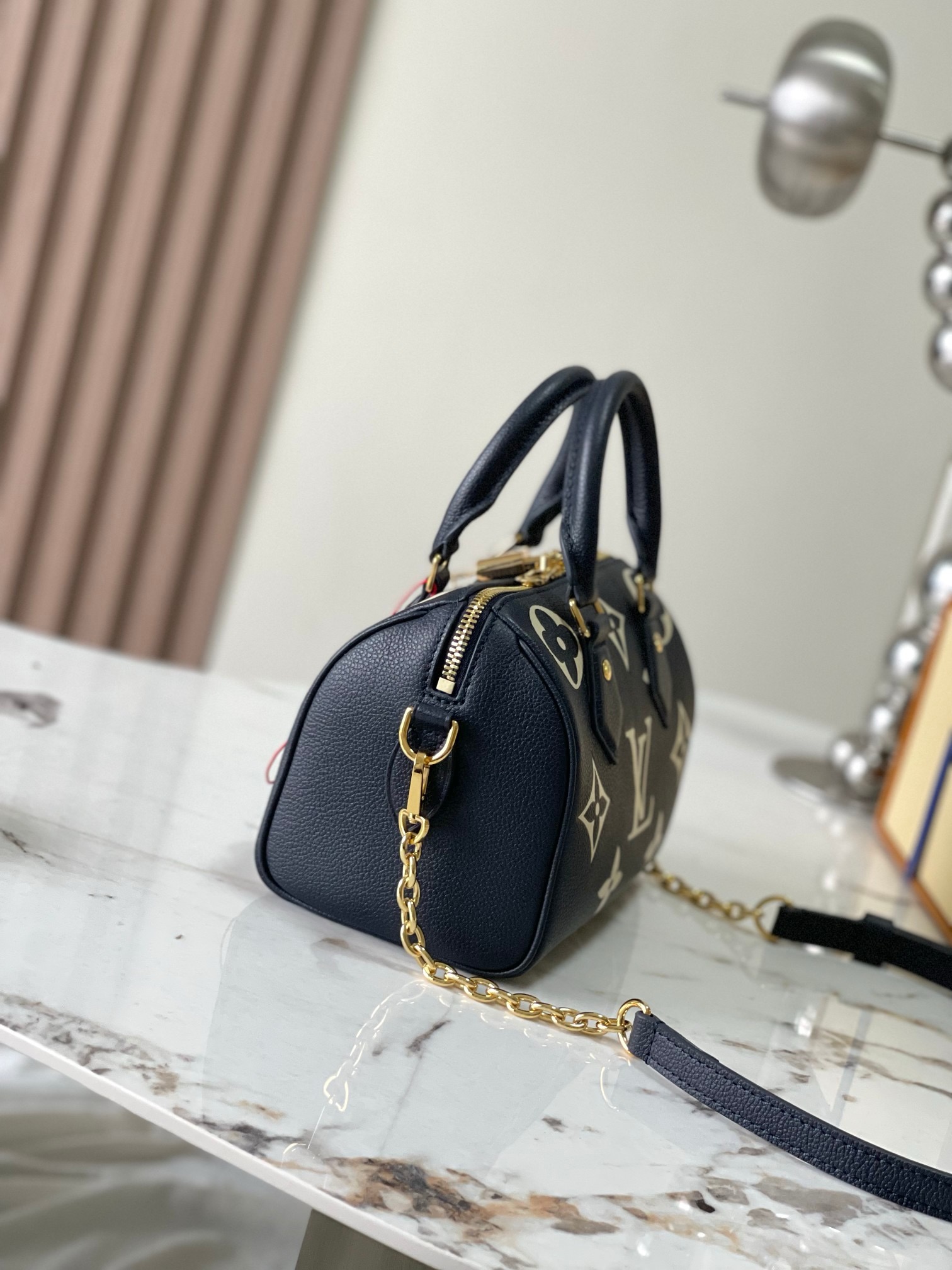 Louis Vuitton Speedy Bandoulière 20 Bag Navy/Cream with Gold Hardware