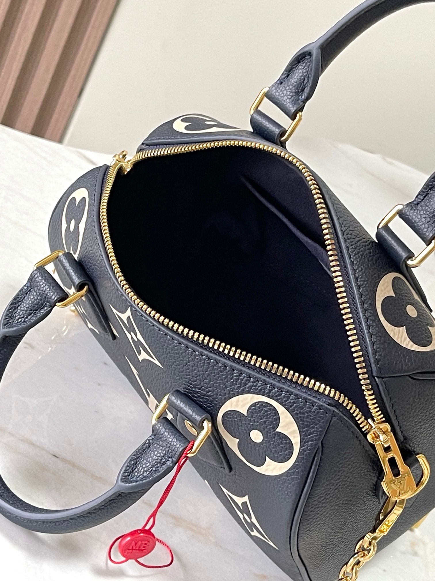 Louis Vuitton Speedy Bandoulière 20 Bag Navy/Cream with Gold Hardware