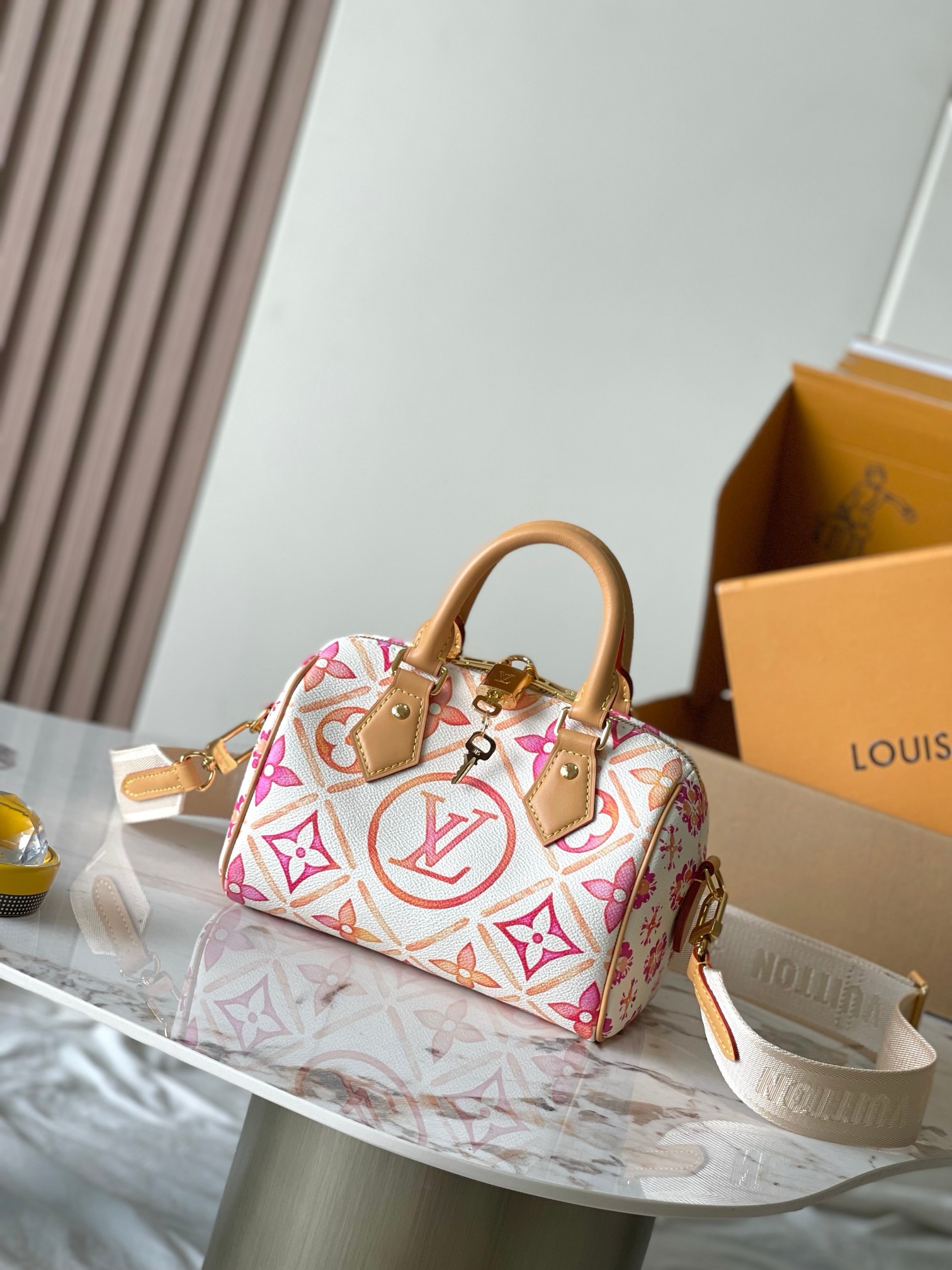 Louis Vuitton Speedy Bandoulière 20 Bag Monogram Coral with Gold Hardware