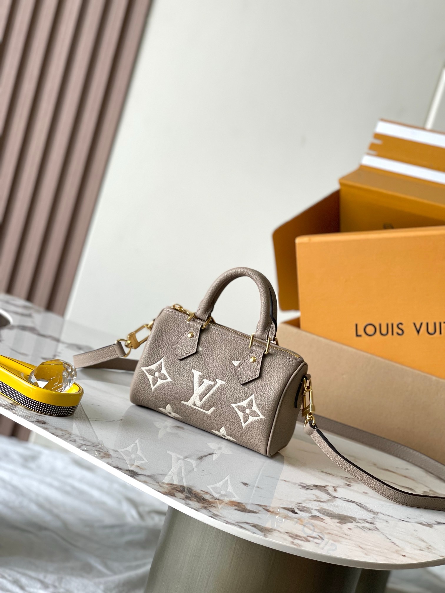 Louis Vuitton Speedy Nano Bag Dove/Cream with Gold Hardware